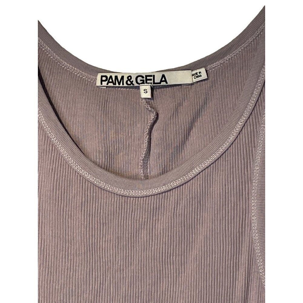 Pam & Gela Skinny Rib Tank in Lavender Small Women's Sleeveless Top - Picture 7 of 8